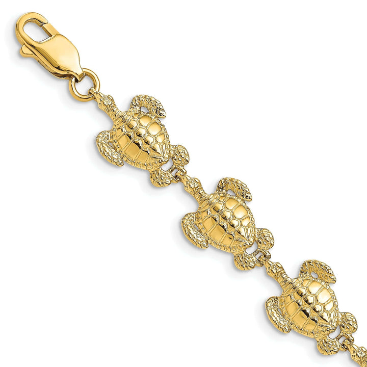 Lovely Rita's Bracelets 14k Yellow Gold Sea Turtle Bracelet. Polished finish, 12mm width, 7.25" length