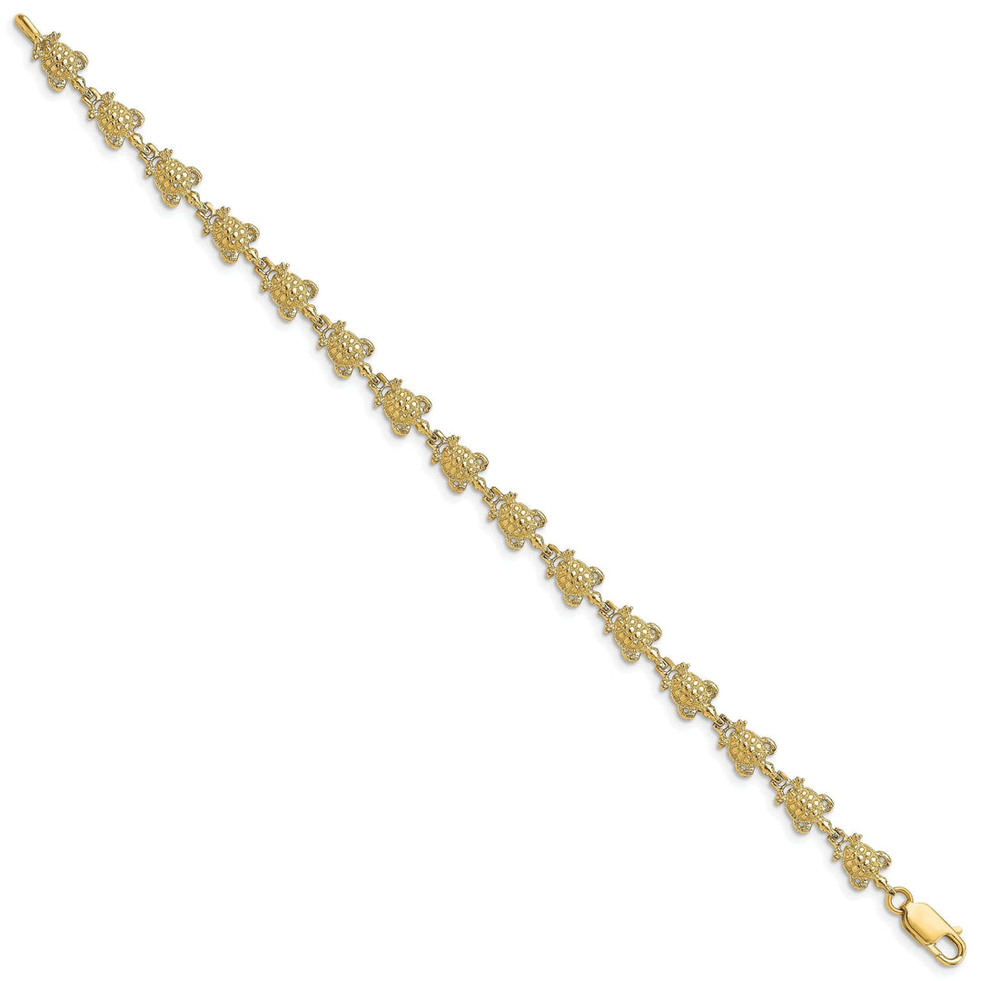 Lovely Rita's Bracelets 14k Yellow Gold Sea Turtle Bracelet. Polished finish, 6.3mm width, 7.25" length