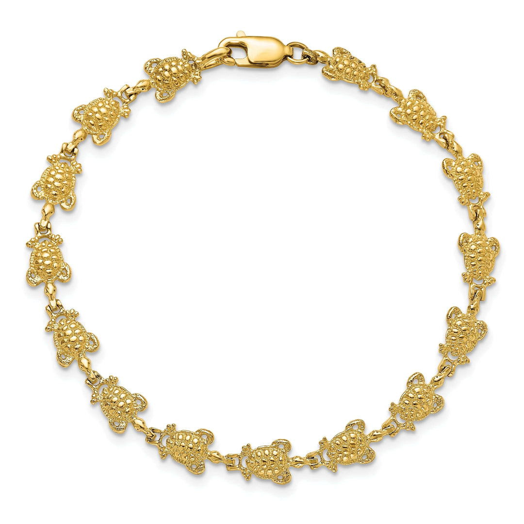 Lovely Rita's Bracelets 14k Yellow Gold Sea Turtle Bracelet. Polished finish, 6.3mm width, 7.25" length