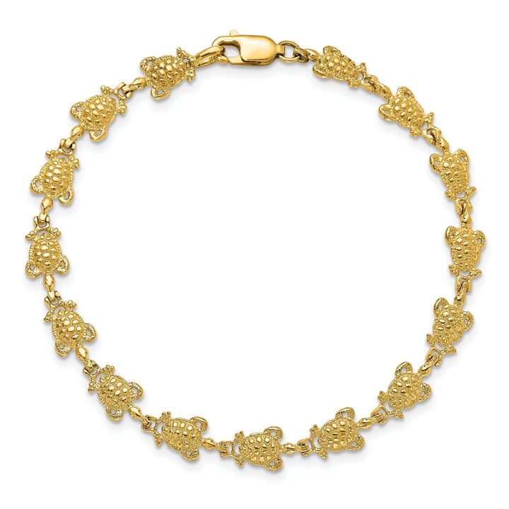 Lovely Rita's Bracelets 14k Yellow Gold Sea Turtle Bracelet. Polished finish, 6.3mm width, 7.25" length