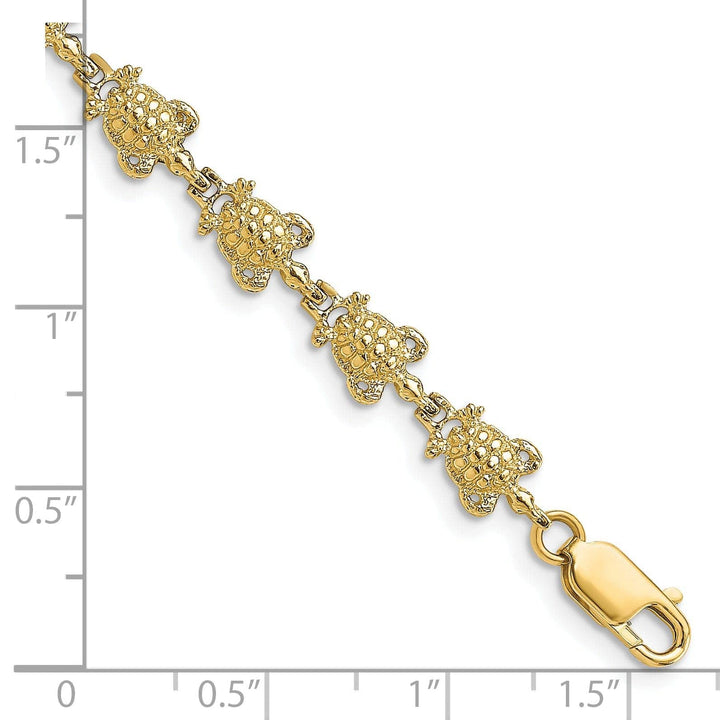 Lovely Rita's Bracelets 14k Yellow Gold Sea Turtle Bracelet. Polished finish, 6.3mm width, 7.25" length