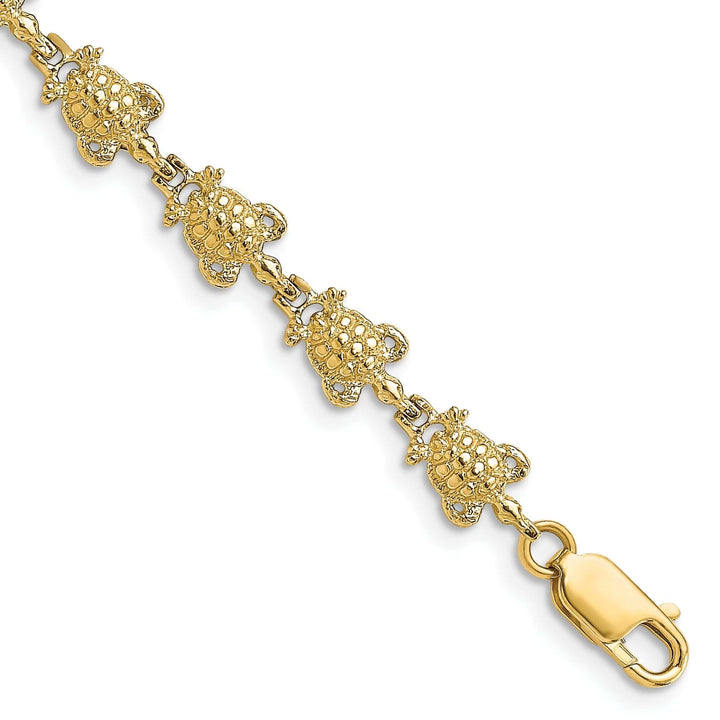 Lovely Rita's Bracelets 14k Yellow Gold Sea Turtle Bracelet. Polished finish, 6.3mm width, 7.25" length