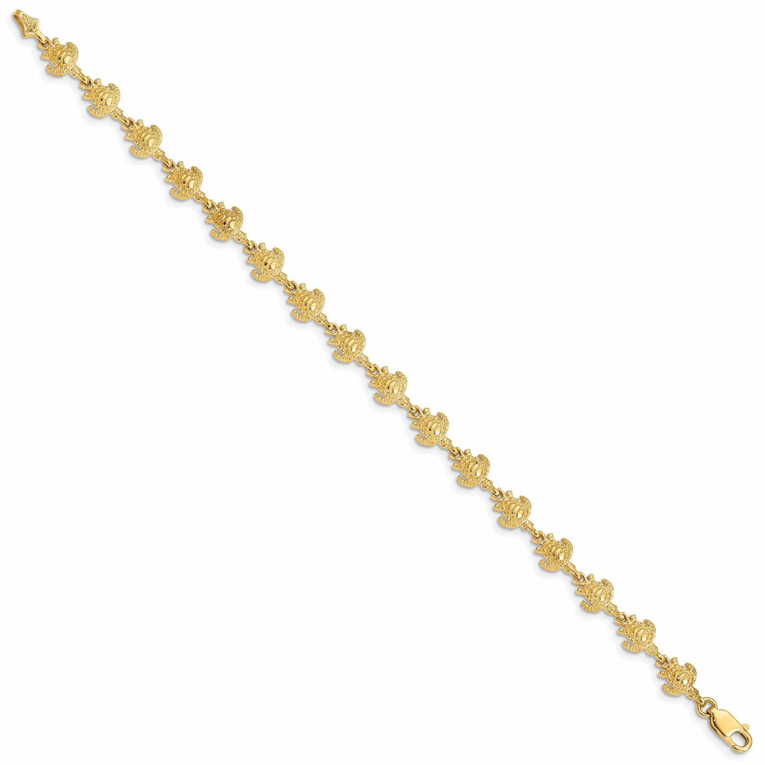 Lovely Rita's Bracelets 14k Yellow Gold Sea Turtle Bracelet. Polished finish, 7mm width, 7" length