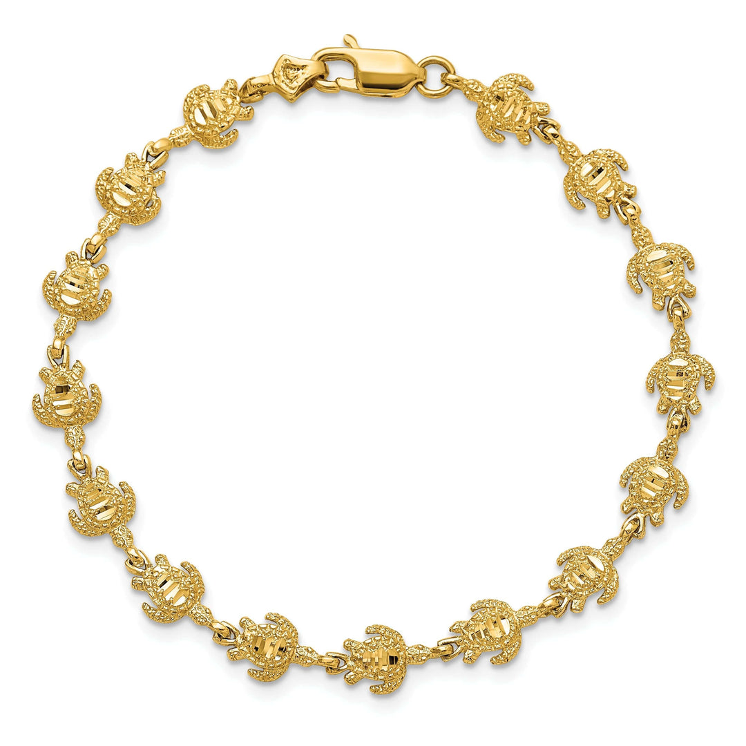 Lovely Rita's Bracelets 14k Yellow Gold Sea Turtle Bracelet. Polished finish, 7mm width, 7" length