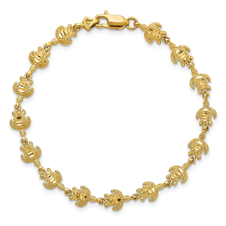 Lovely Rita's Bracelets 14k Yellow Gold Sea Turtle Bracelet. Polished finish, 7mm width, 7" length
