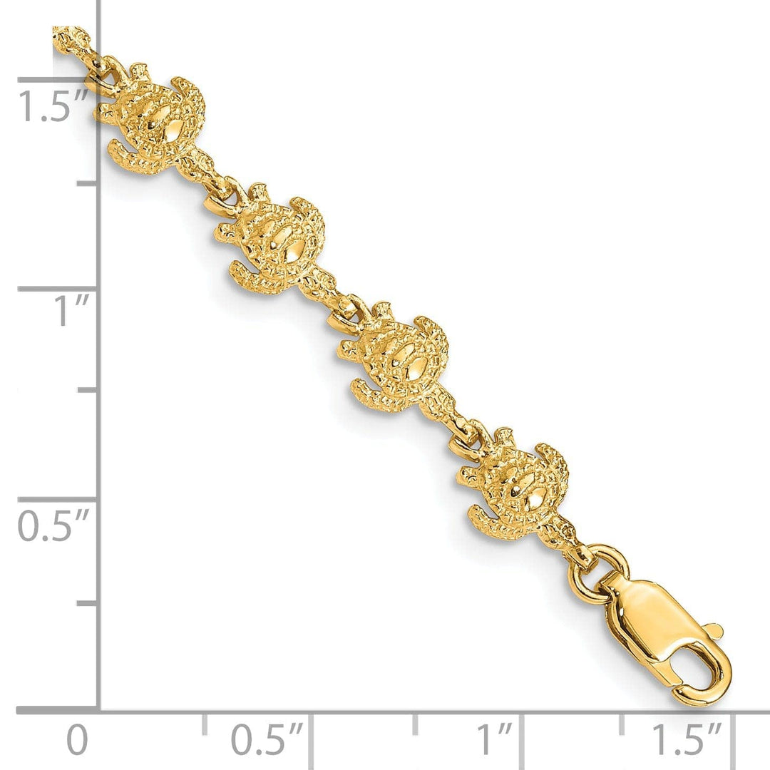 Lovely Rita's Bracelets 14k Yellow Gold Sea Turtle Bracelet. Polished finish, 7mm width, 7" length