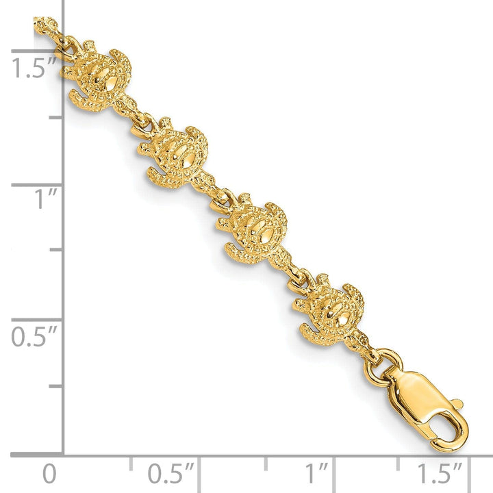 Lovely Rita's Bracelets 14k Yellow Gold Sea Turtle Bracelet. Polished finish, 7mm width, 7" length