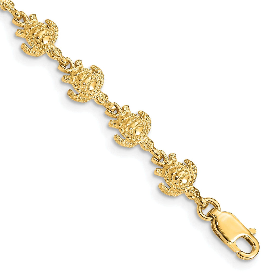 Lovely Rita's Bracelets 14k Yellow Gold Sea Turtle Bracelet. Polished finish, 7mm width, 7" length