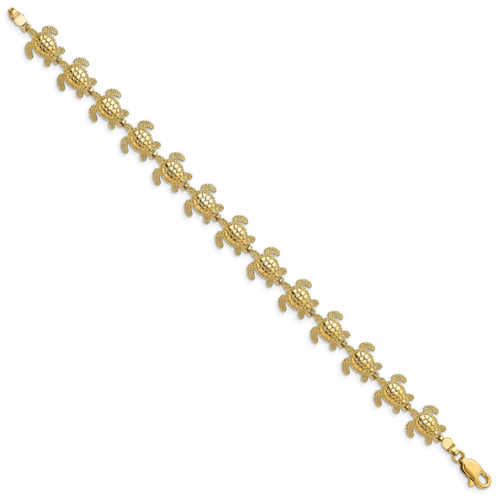 Lovely Rita's Bracelets 14k Yellow Gold Sea Turtle Bracelet. Polished finish, 9.10-mm width, 7.25" length