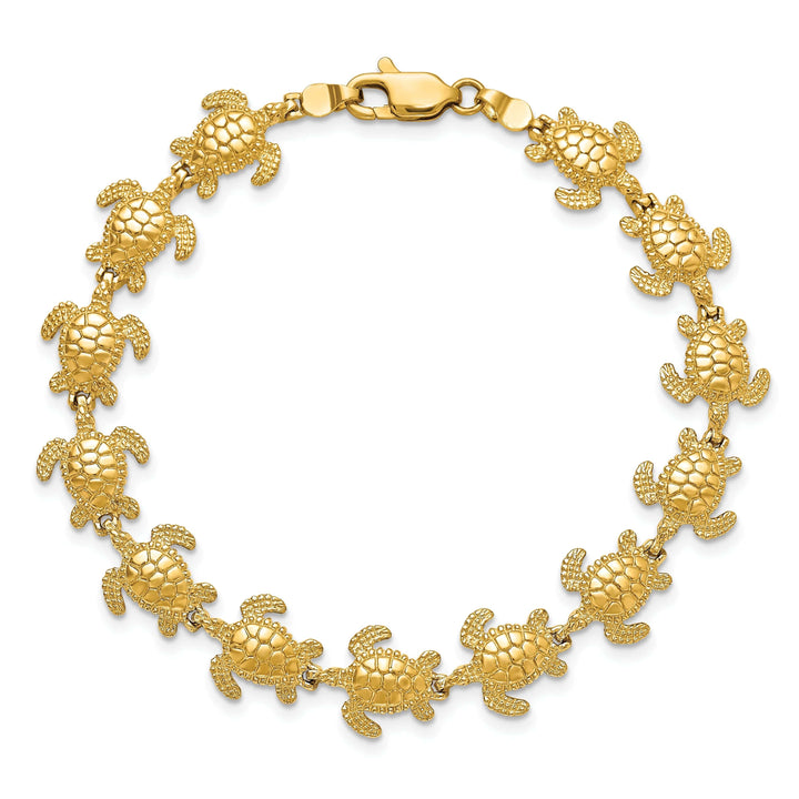 Lovely Rita's Bracelets 14k Yellow Gold Sea Turtle Bracelet. Polished finish, 9.10-mm width, 7.25" length