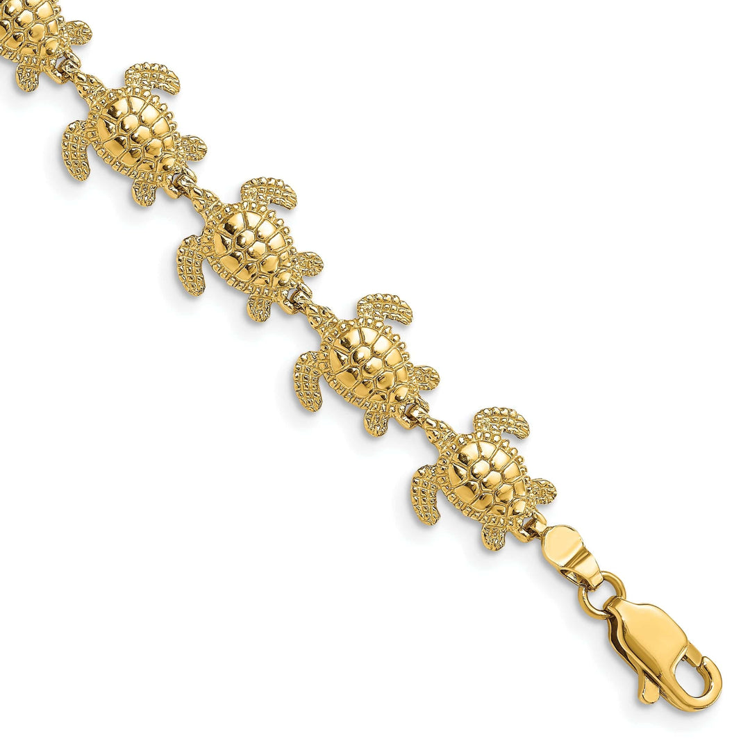 Lovely Rita's Bracelets 14k Yellow Gold Sea Turtle Bracelet. Polished finish, 9.10-mm width, 7.25" length