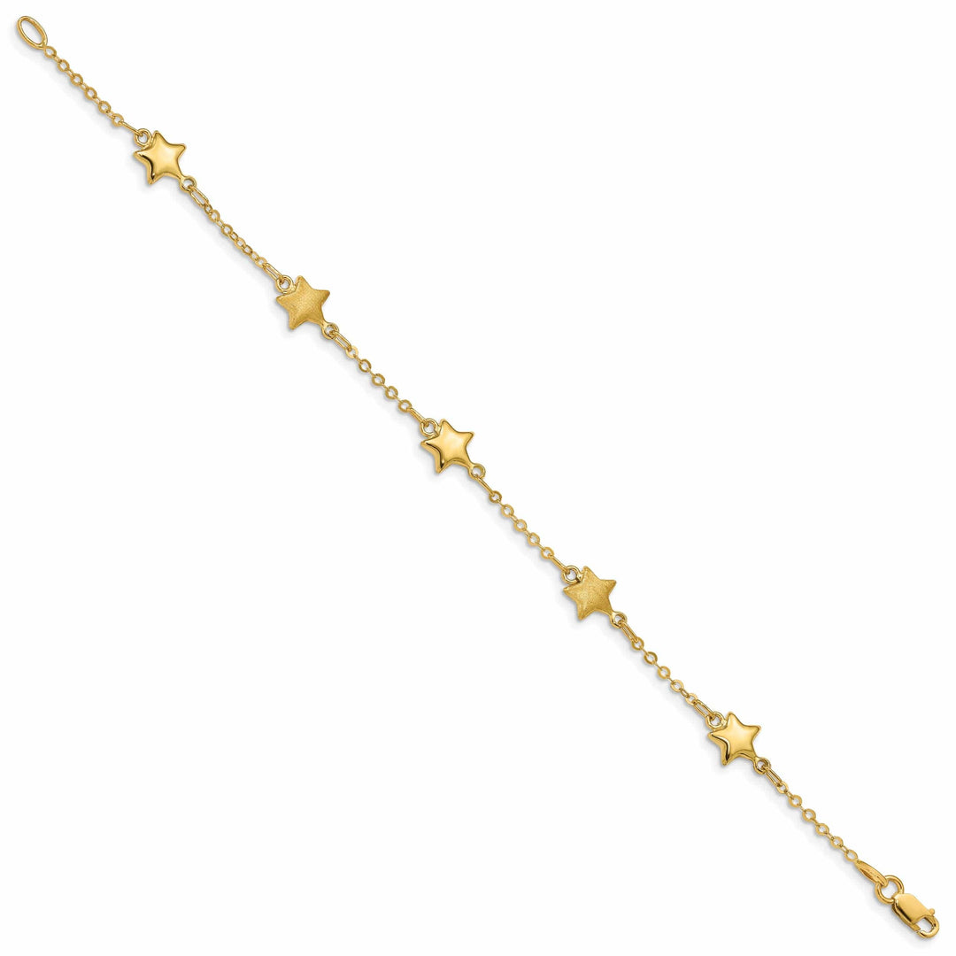 Lovely Rita's Bracelets 14k yellow gold semi-solid star bracelet. 7-inch, 7-mm wide