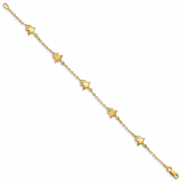 Lovely Rita's Bracelets 14k yellow gold semi-solid star bracelet. 7-inch, 7-mm wide