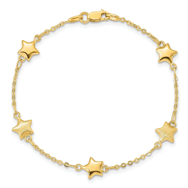 Lovely Rita's Bracelets 14k yellow gold semi-solid star bracelet. 7-inch, 7-mm wide