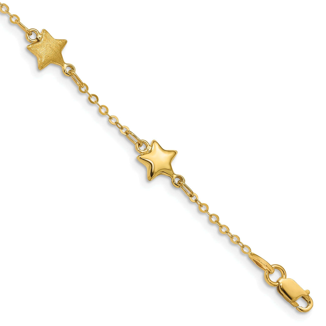 Lovely Rita's Bracelets 14k yellow gold semi-solid star bracelet. 7-inch, 7-mm wide