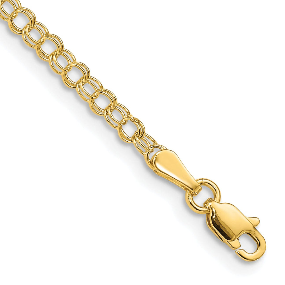 Lovely Rita's Bracelets 14k Yellow Gold Solid Double Link Charm Bracelet