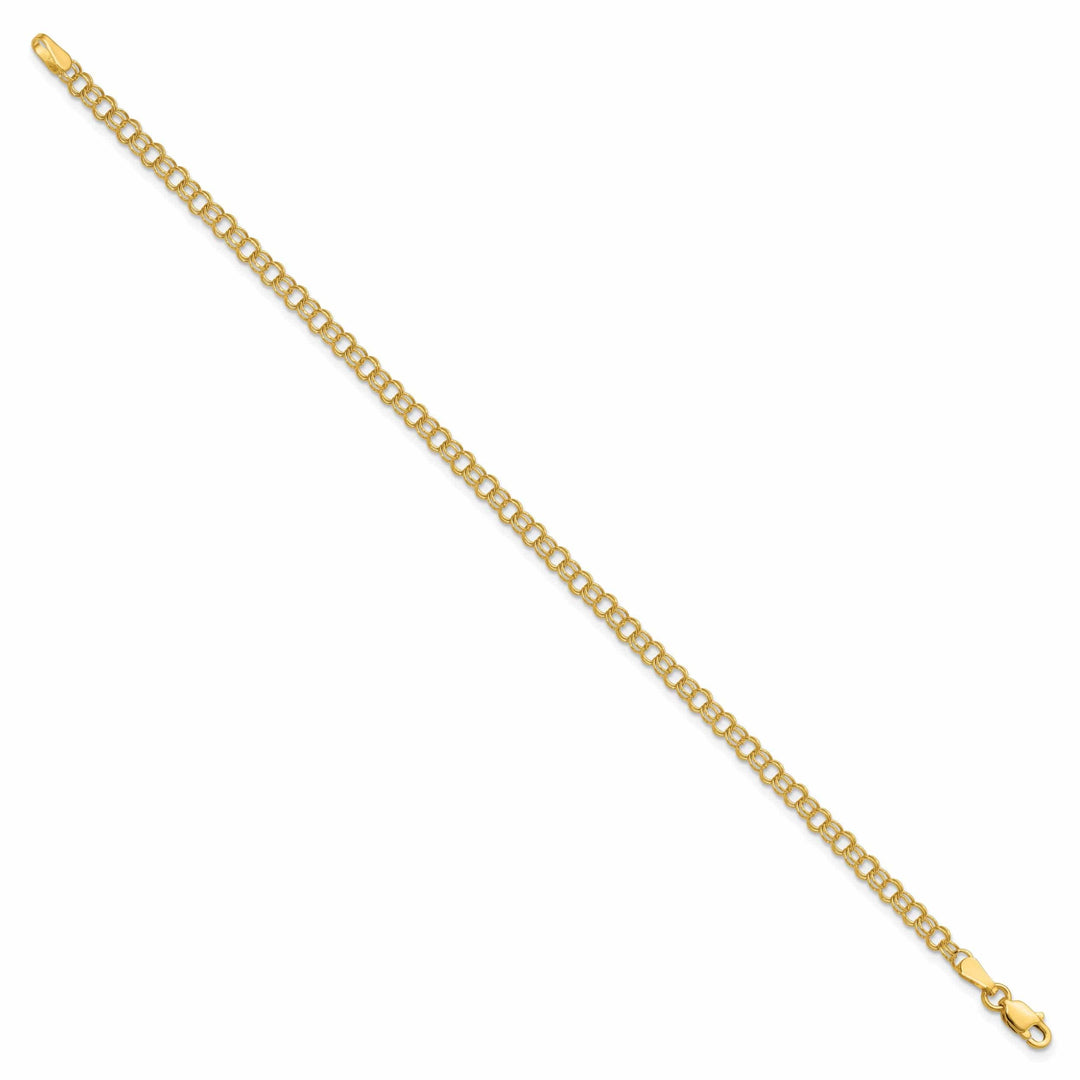 Lovely Rita's Bracelets 14k Yellow Gold Solid Double Link Charm Bracelet