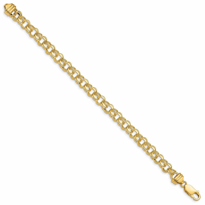 Lovely Rita's Bracelets 14k Yellow Gold Solid Double Link Charm Bracelet