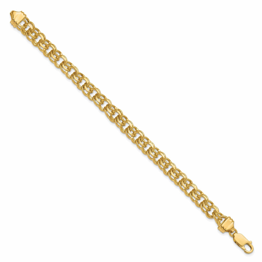 Lovely Rita's Bracelets 14k Yellow Gold Solid Double Link Charm Bracelet
