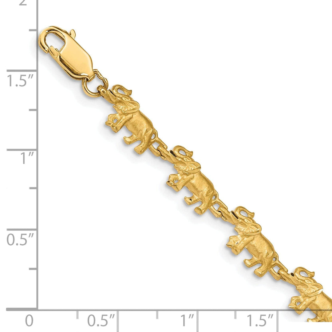 Lovely Rita's Bracelets 14k yellow gold solid elephant fancy design bracelet. 7-inch, 6.5-mm wide