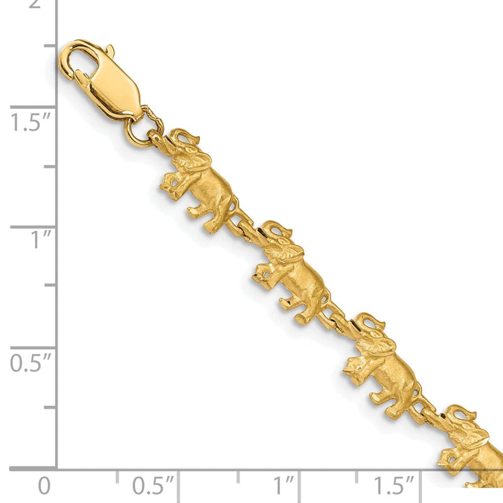 Lovely Rita's Bracelets 14k yellow gold solid elephant fancy design bracelet. 7-inch, 6.5-mm wide