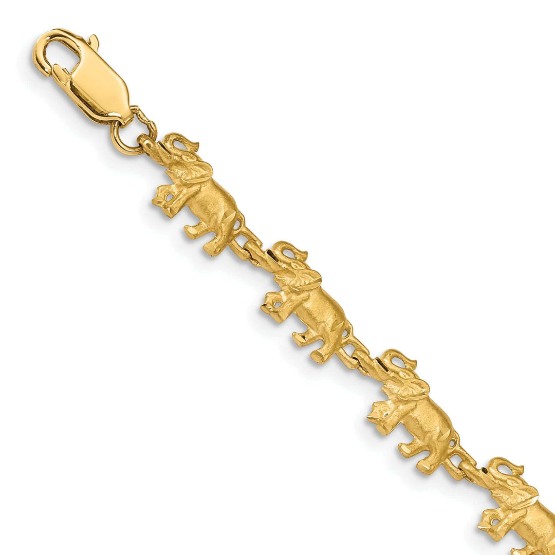 Lovely Rita's Bracelets 14k yellow gold solid elephant fancy design bracelet. 7-inch, 6.5-mm wide