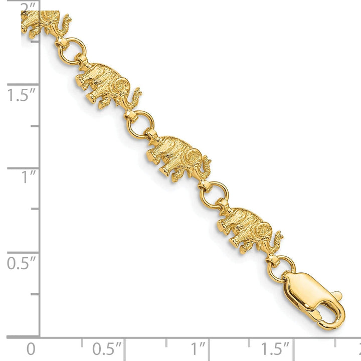 Lovely Rita's Bracelets 14k yellow gold solid elephant fancy design bracelet. 7-inch, 7-mm wide