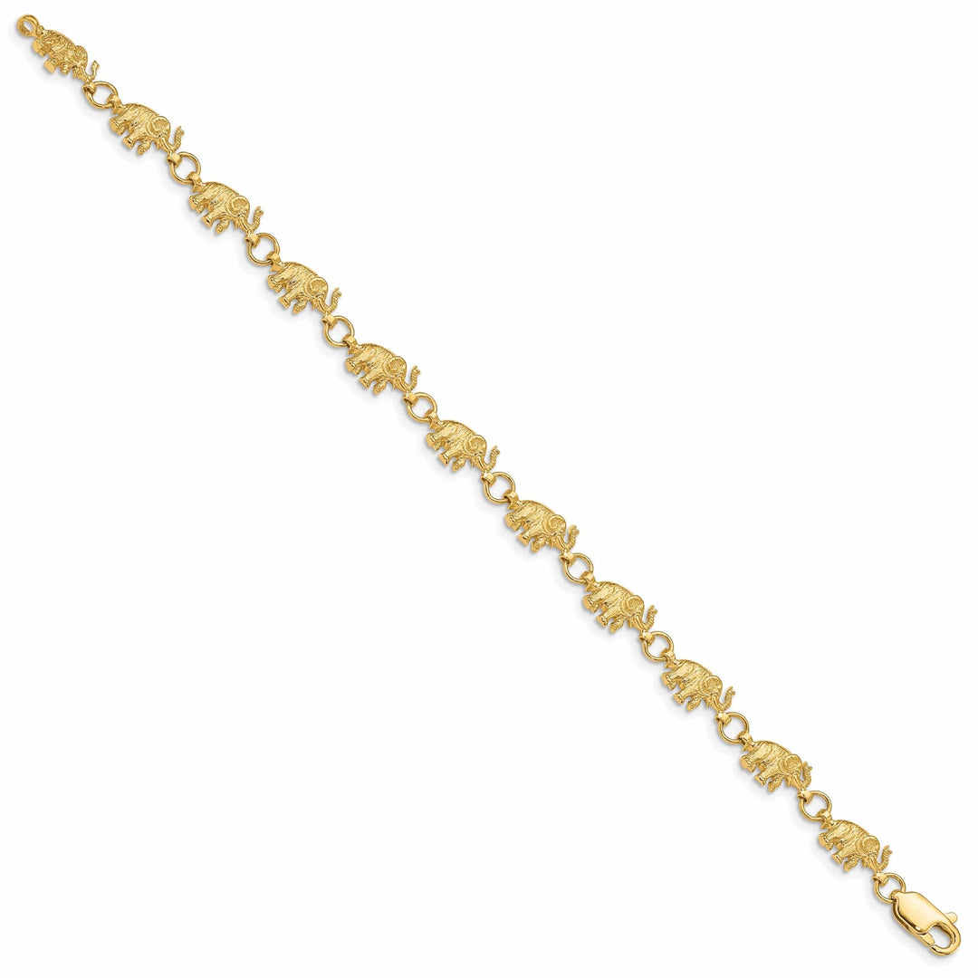 Lovely Rita's Bracelets 14k yellow gold solid elephant fancy design bracelet. 8-inch, 7-mm wide
