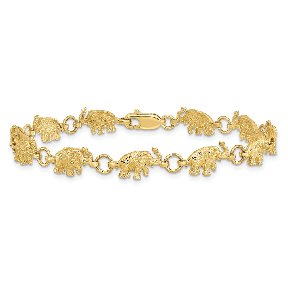Lovely Rita's Bracelets 14k yellow gold solid elephant fancy design bracelet. 8-inch, 7-mm wide