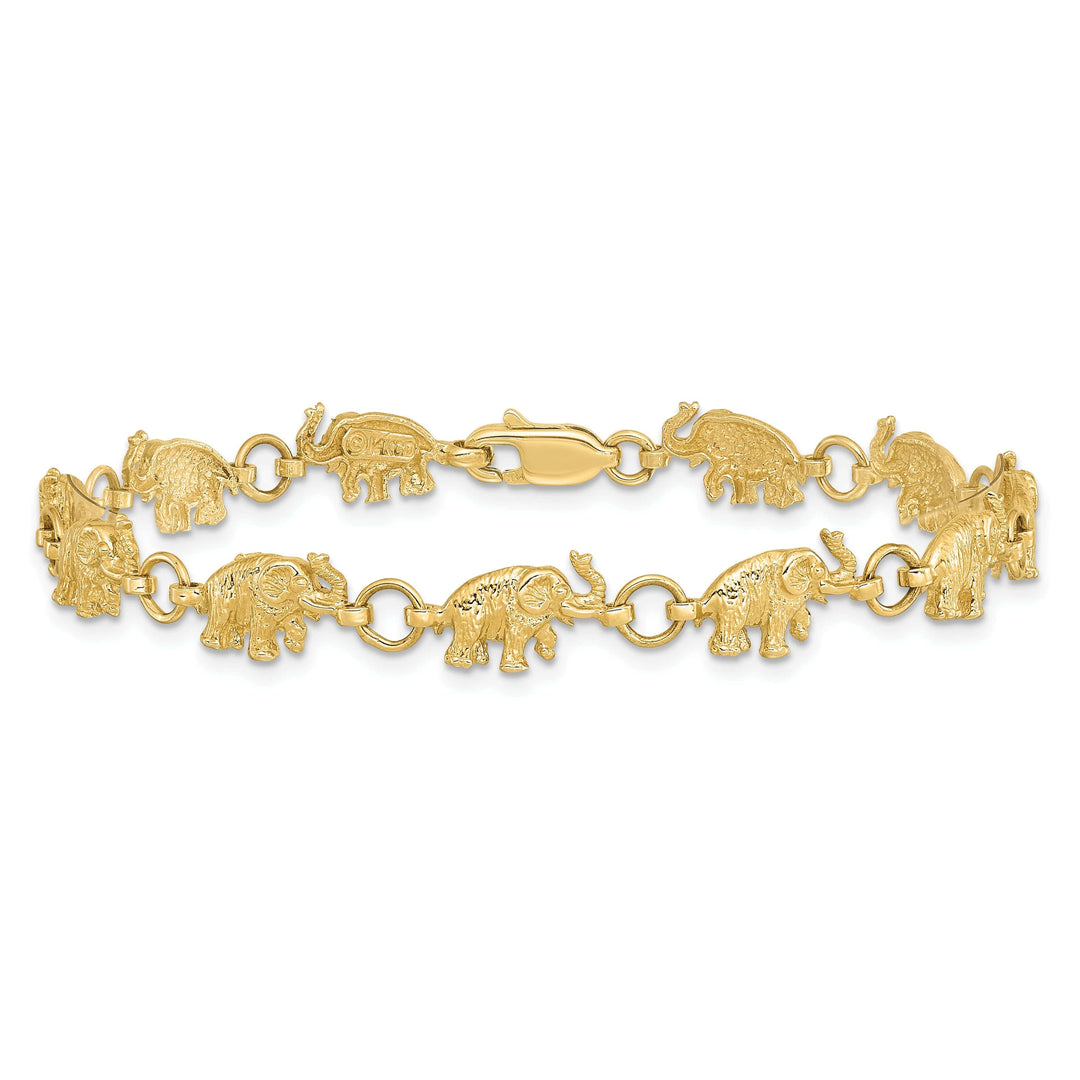 Lovely Rita's Bracelets 14k yellow gold solid elephant fancy design bracelet. 8-inch, 7-mm wide