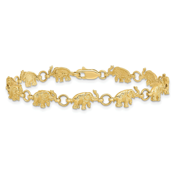 Lovely Rita's Bracelets 14k yellow gold solid elephant fancy design bracelet. 8-inch, 7-mm wide
