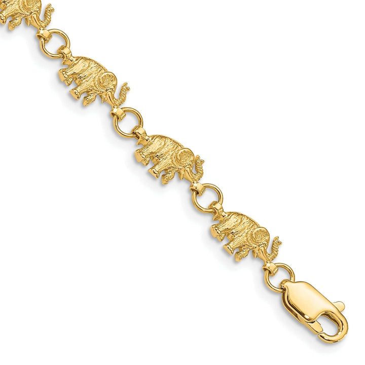 Lovely Rita's Bracelets 14k yellow gold solid elephant fancy design bracelet. 8-inch, 7-mm wide