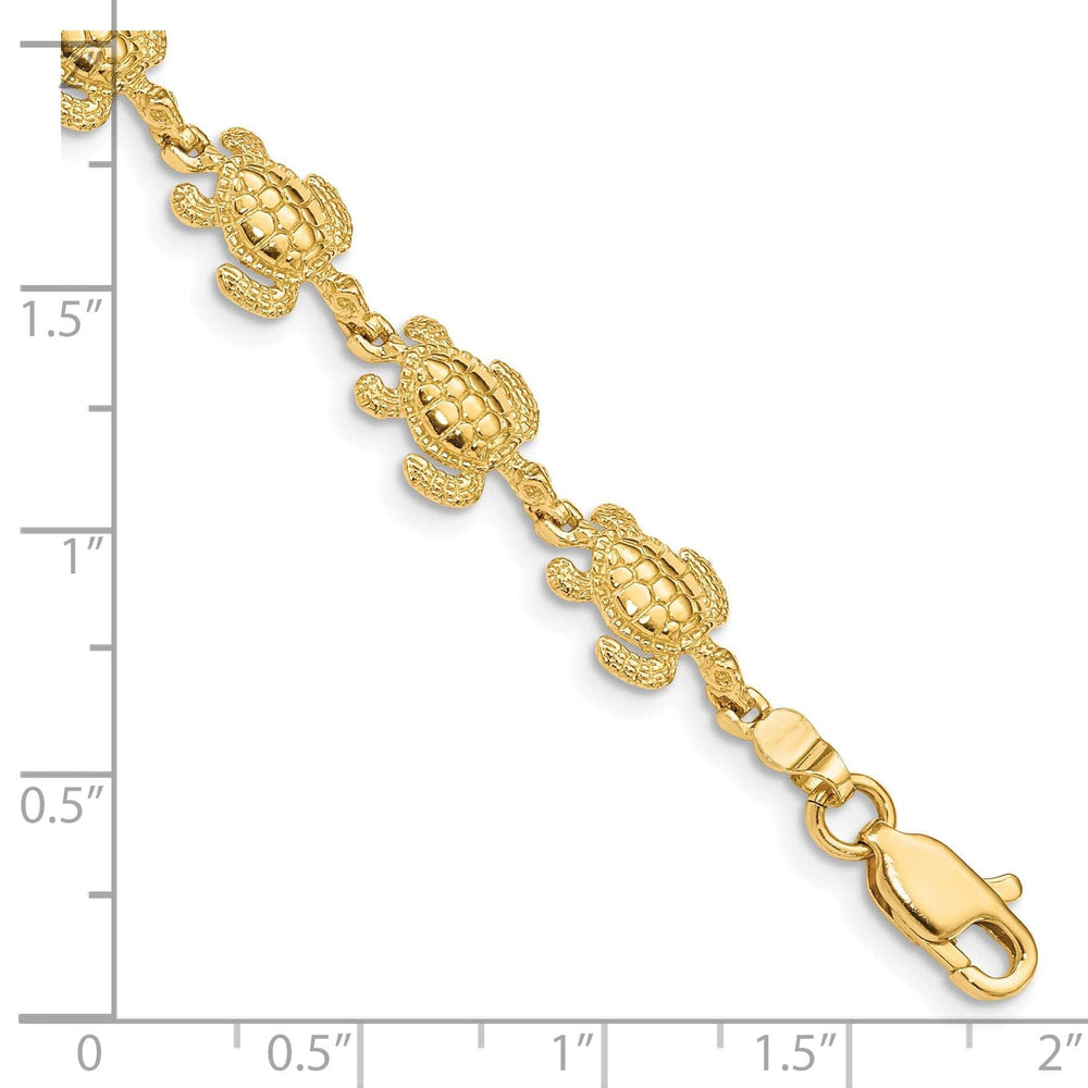 Lovely Rita's Bracelets 14k Yellow Gold Solid Sea Turtle Bracelet. Polished finish, 8mm width, 7.25" length