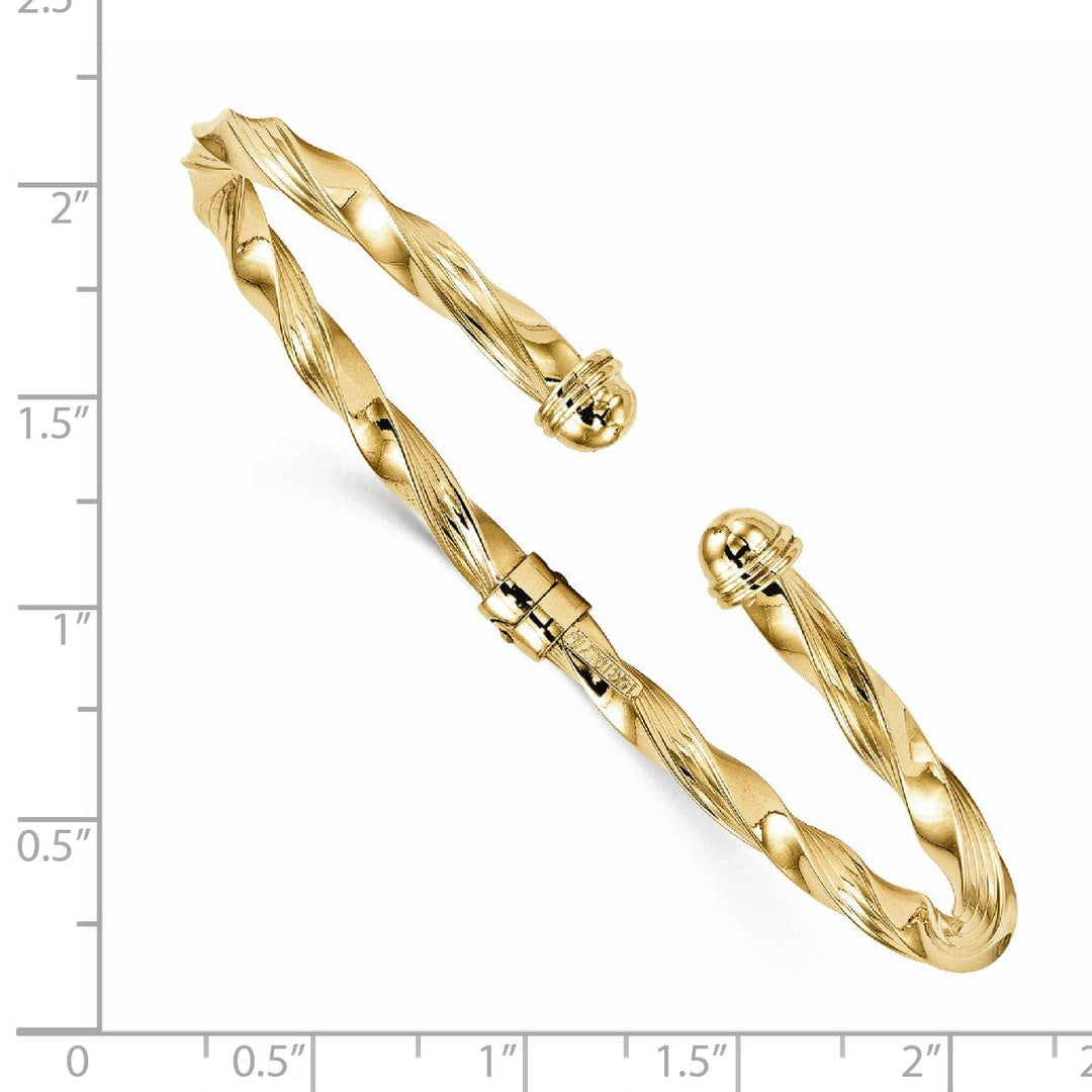 Lovely Rita's Bracelets 14k Yellow Gold Textured Hinge Cuff Bangle