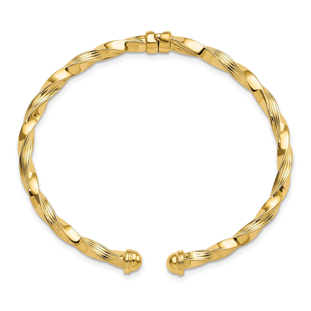 Lovely Rita's Bracelets 14k Yellow Gold Textured Hinge Cuff Bangle