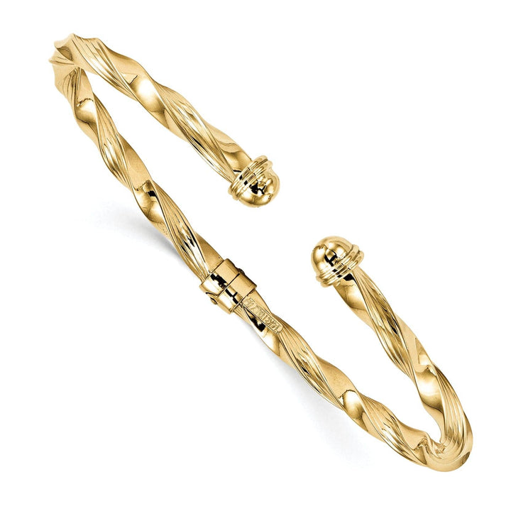 Lovely Rita's Bracelets 14k Yellow Gold Textured Hinge Cuff Bangle