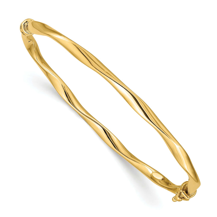 Lovely Rita's Bracelets 14k Yellow Gold Twisted Tube Hinged Bangle