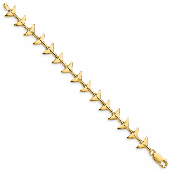 Lovely Rita's Bracelets 14k Yellow Gold Whale Tail Bracelet, 7-inch, 11.74 Wide
