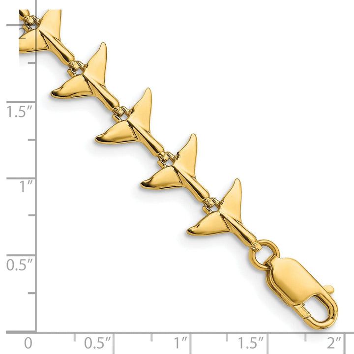 Lovely Rita's Bracelets 14k Yellow Gold Whale Tail Bracelet, 7-inch, 11.74 Wide