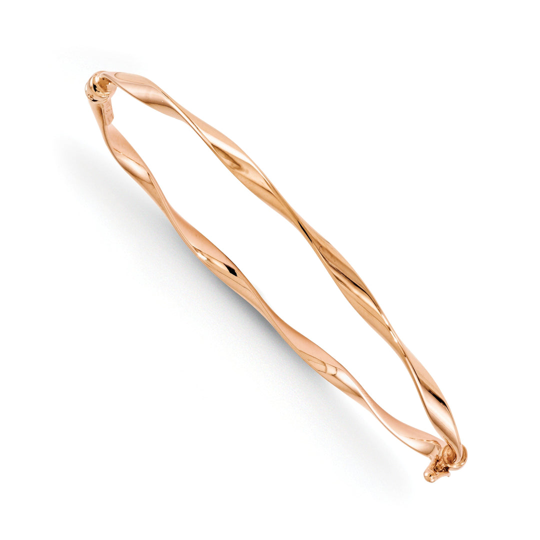 Lovely Rita's Bracelets 14kt Rose Gold Polished Twisted Hinged Bangle