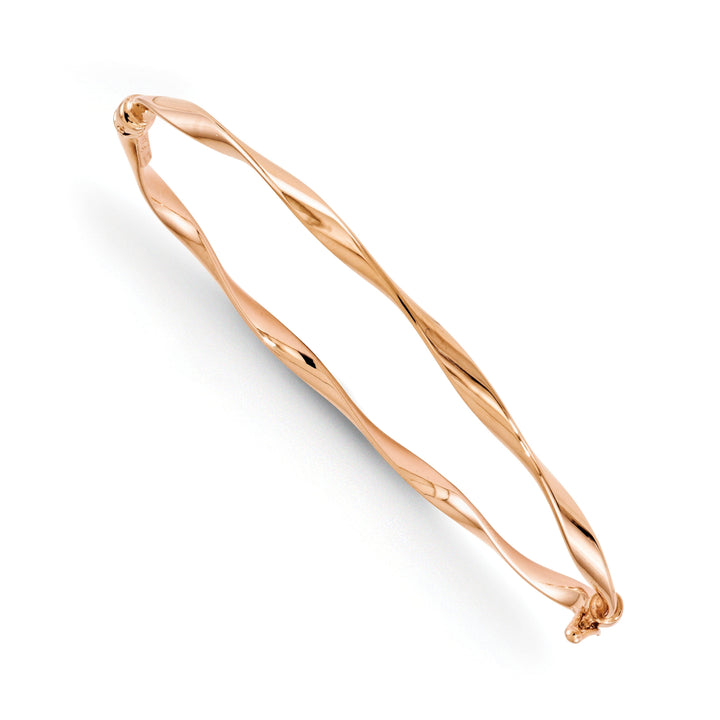Lovely Rita's Bracelets 14kt Rose Gold Polished Twisted Hinged Bangle