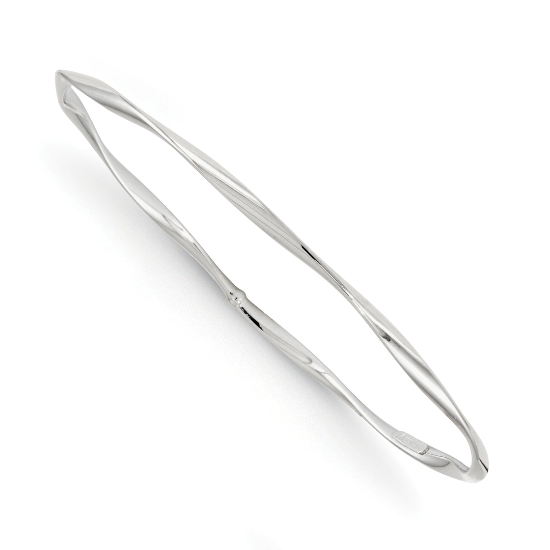 Lovely Rita's Bracelets 14kt White Gold Polished Twisted Slip On Bangle