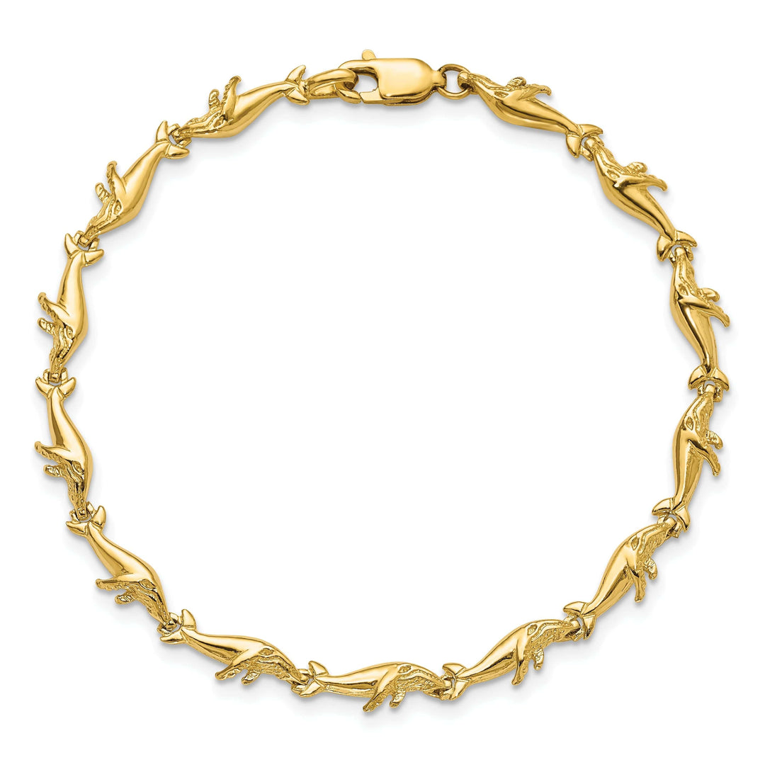 Lovely Rita's Bracelets 1k Yellow Gold Whale Bracelet-7.25-Inch, 4.9-MM Wide