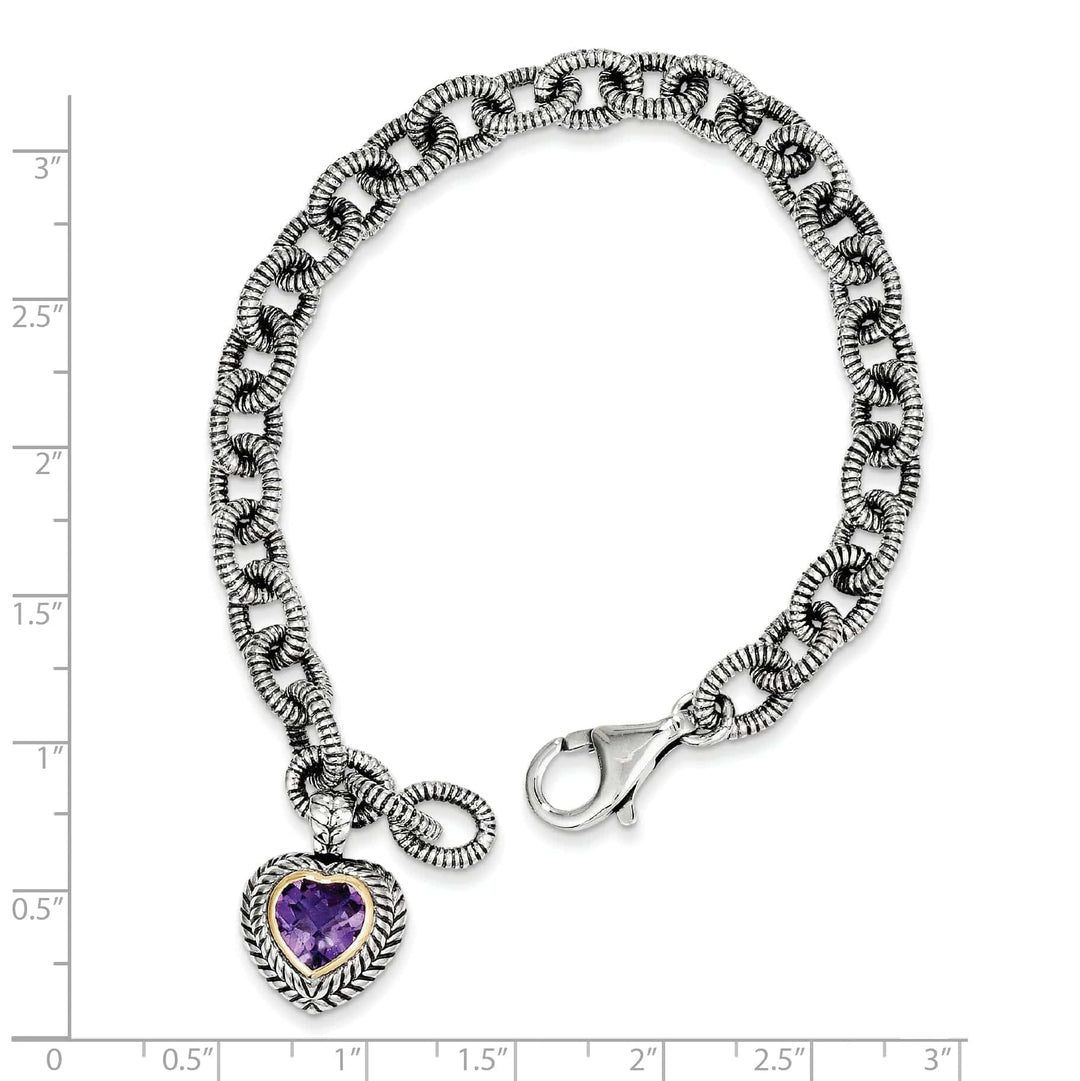Shey Couture Bracelets 925 Sterling Silver Goldy Amethyst Link Bracelet