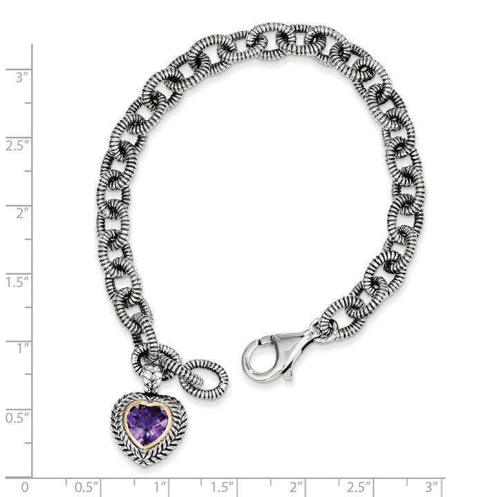 Shey Couture Bracelets 925 Sterling Silver Goldy Amethyst Link Bracelet
