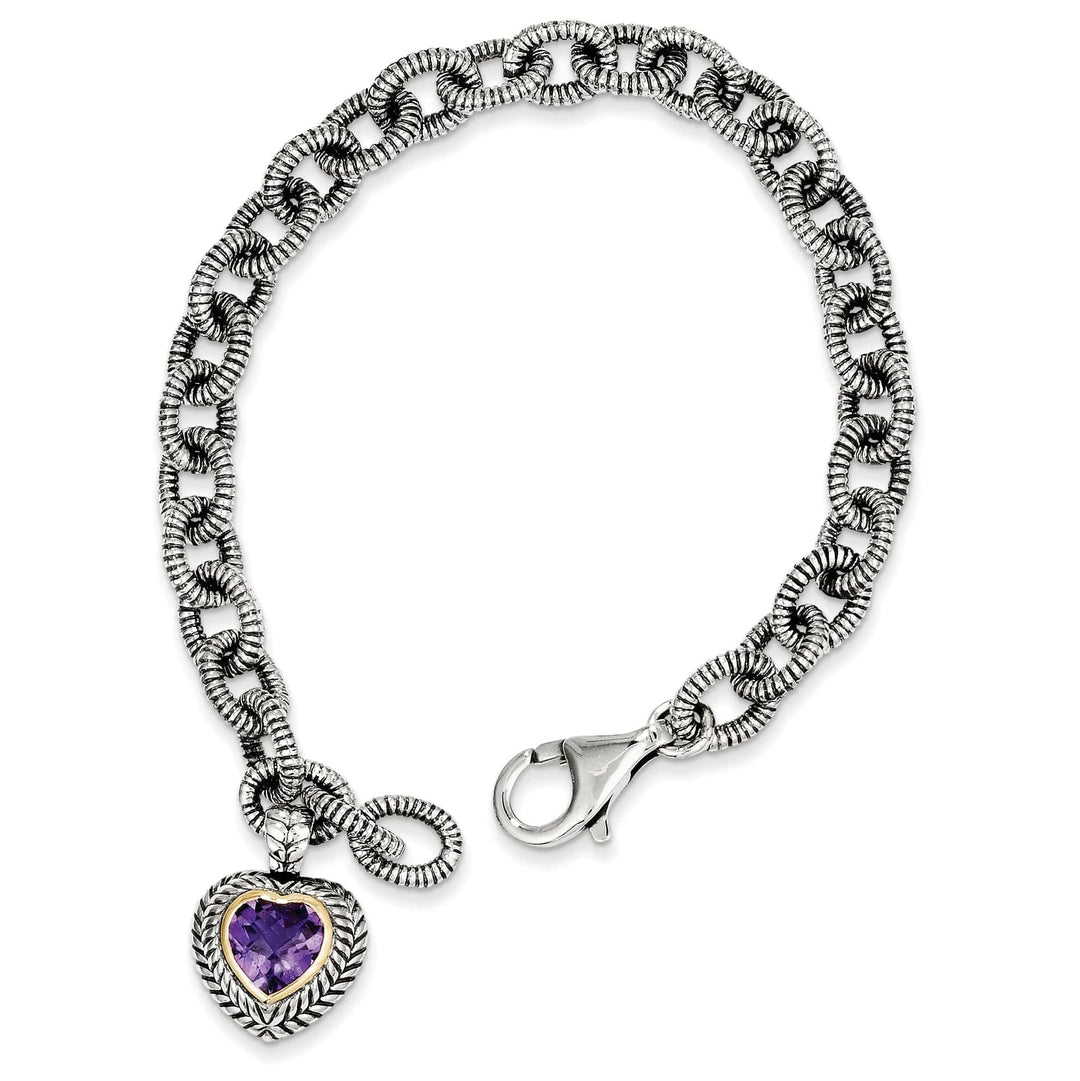 Shey Couture Bracelets 925 Sterling Silver Goldy Amethyst Link Bracelet