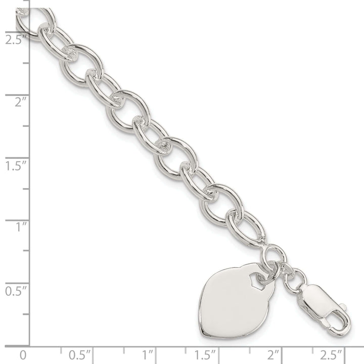 Lovely Rita's Bracelets 925 Sterling Silver Heart Charm 7.25-inch Bracelet