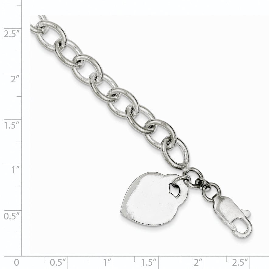 Lovely Rita's Bracelets 925 Sterling Silver Heart Charm 7.25-inch Bracelet