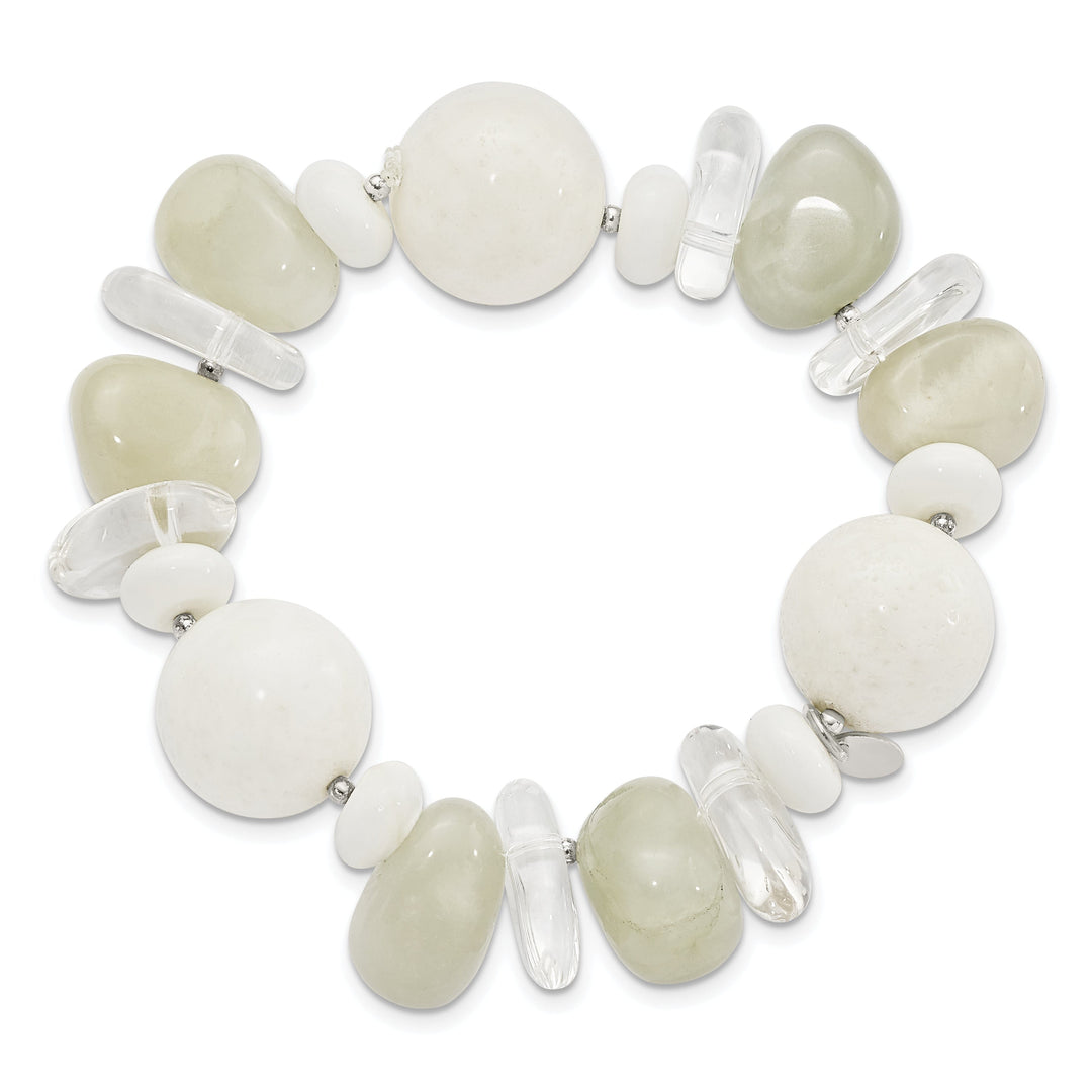 Lovely Rita's Bracelets Coral Jade Moonstone Quartz Stretch Bracelet