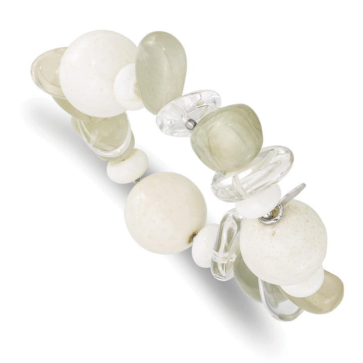 Lovely Rita's Bracelets Coral Jade Moonstone Quartz Stretch Bracelet